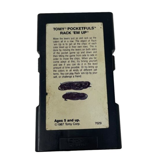 Tomy Pocketfuls Rack Em Up Travel Puzzle Game Ages 5+ 1987 Vintage Handheld - Picture 2 of 6